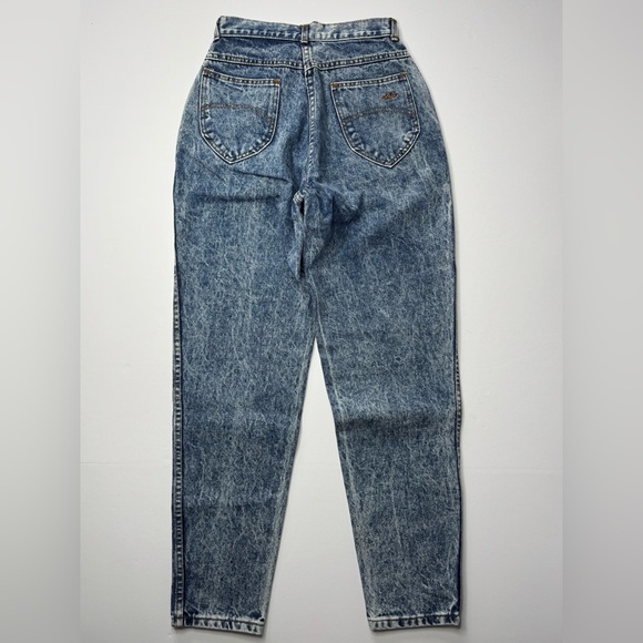 Vintage Chic Acid Wash Mom Jeans High Waisted Tapered Denim Women 8 - Picture 7 of 9